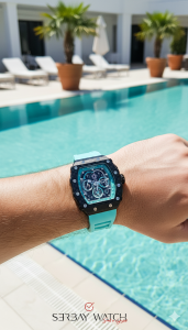 Lee Cooper Turkuaz Silikon Erkek Kol Saati | 46 mm Siyah Çelik Kasa, Sportif İskelet Tasarım