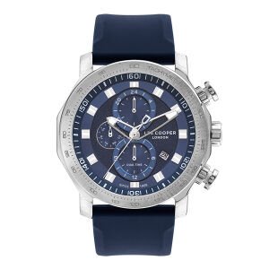 Lee Cooper LC07631.399 Erkek Kol Saati | 49 mm Mavi Kadranlı, Çelik Kasa, Sportif Silikon Kordon