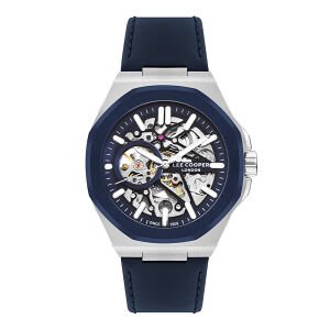 Lee Cooper LC07978.399 Erkek Kol Saati | Otomatik Mekanizma, İskelet Kadran, Lacivert Deri Kordon