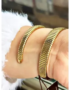 Essence D1147.110 Kadın Kol Saati | 32 mm Yılan Formlu Kasa, Altın Renkli Spiral Kordon