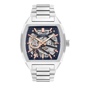 Lee Cooper LC07976.380 Erkek Kol Saati | 44 mm Gümüş Kasa, Mavi İskelet Kadran, Otomatik Mekanizma