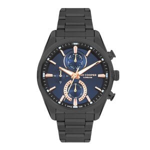 Lee Cooper LC07947.090 Erkek Kol Saati | 45 mm Gri Çelik Kasa, Lacivert Kadran