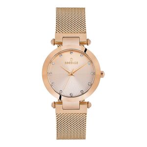 Essence ES6546FE.410 Kadın Kol Saati | 34 mm Rose Gold Hasır Kordon, Taşlı Kadran