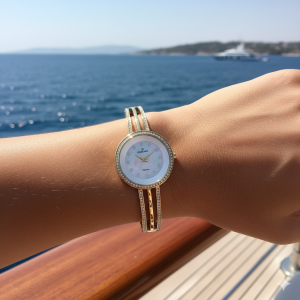 Essence D960.120 Kadın Kol Saati | 34 mm Taşlı Gold Kasa, Sedef Kadran, Zarif Tasarım