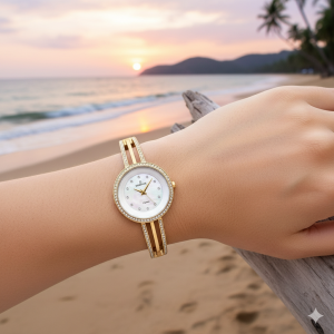 Essence D960.120 Kadın Kol Saati | 34 mm Taşlı Gold Kasa, Sedef Kadran, Zarif Tasarım