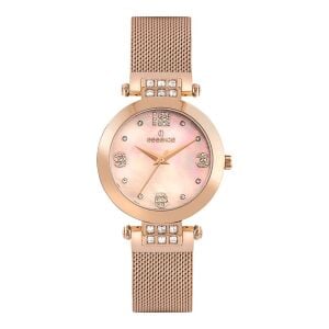 Essence ES6547FE.421 Kadın Kol Saati | 34 mm Rose Gold Kasa, Hasır Kordon, Taşlı Detaylı Zarif Tasarım