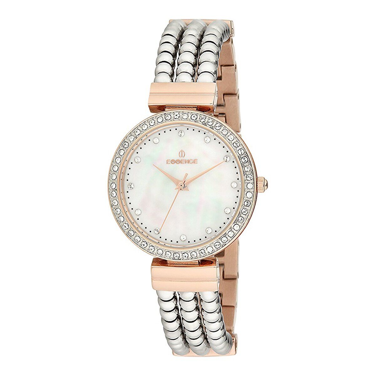 Essence D1002.520 Kadın Kol Saati | 34 mm Çelik Kasa, Taşlı Çerçeve, İnci Kadran Tasarımı
