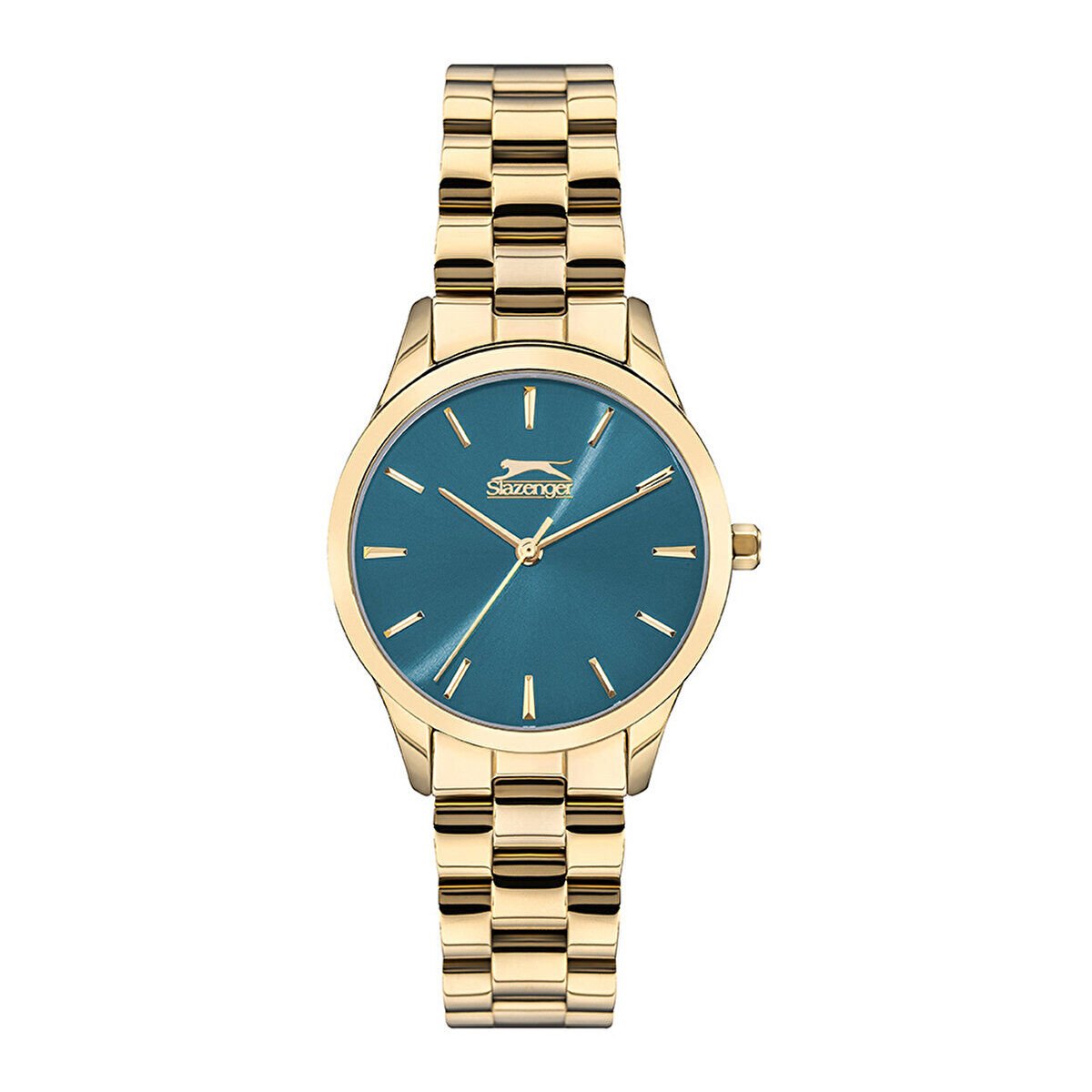 Slazenger SL.09.1915.3.09 Kadın Kol Saati | 34 mm Altın Renk Paslanmaz Çelik, Petrol Mavi Kadran