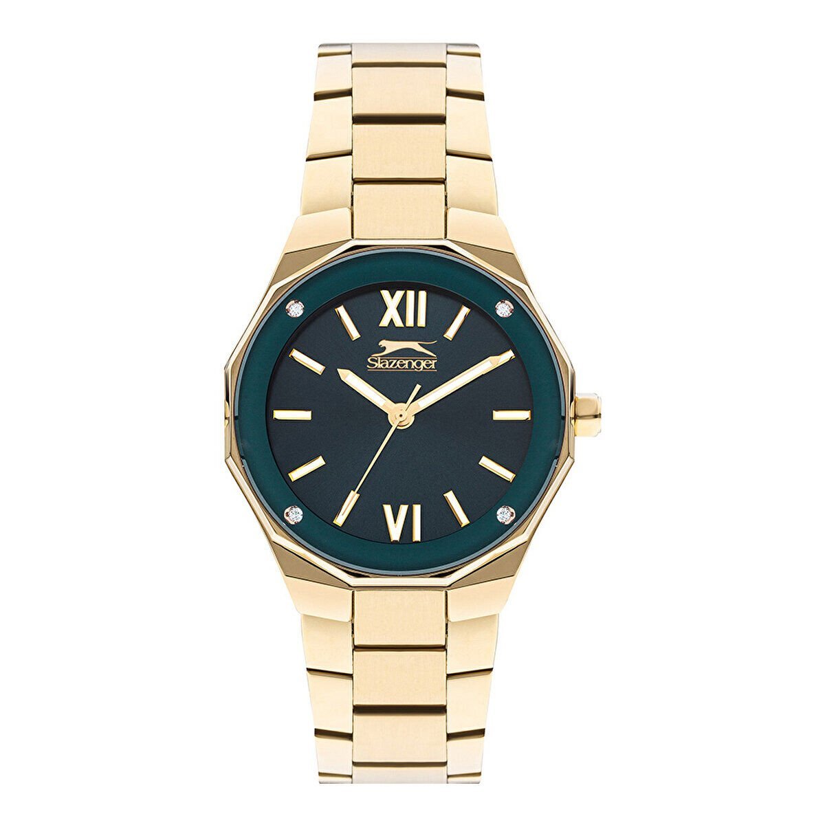 Slazenger SL.09.2258.3.04 Kadın Kol Saati | 38 mm Sekizgen Altın Kasa, Yeşil Kadran