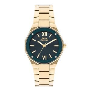 Slazenger SL.09.2258.3.04 Kadın Kol Saati | 38 mm Sekizgen Altın Kasa, Yeşil Kadran