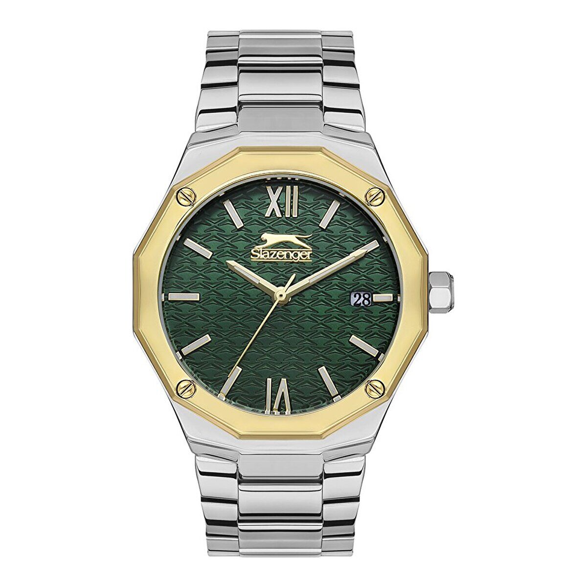 Slazenger SL.09.2149.3.03 Kadın Kol Saati | 39 mm Yeşil Desenli Kadran, Çelik Kasa & Bilezik, Gold Bezel Detay