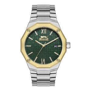 Slazenger SL.09.2149.3.03 Kadın Kol Saati | 39 mm Yeşil Desenli Kadran, Çelik Kasa & Bilezik, Gold Bezel Detay