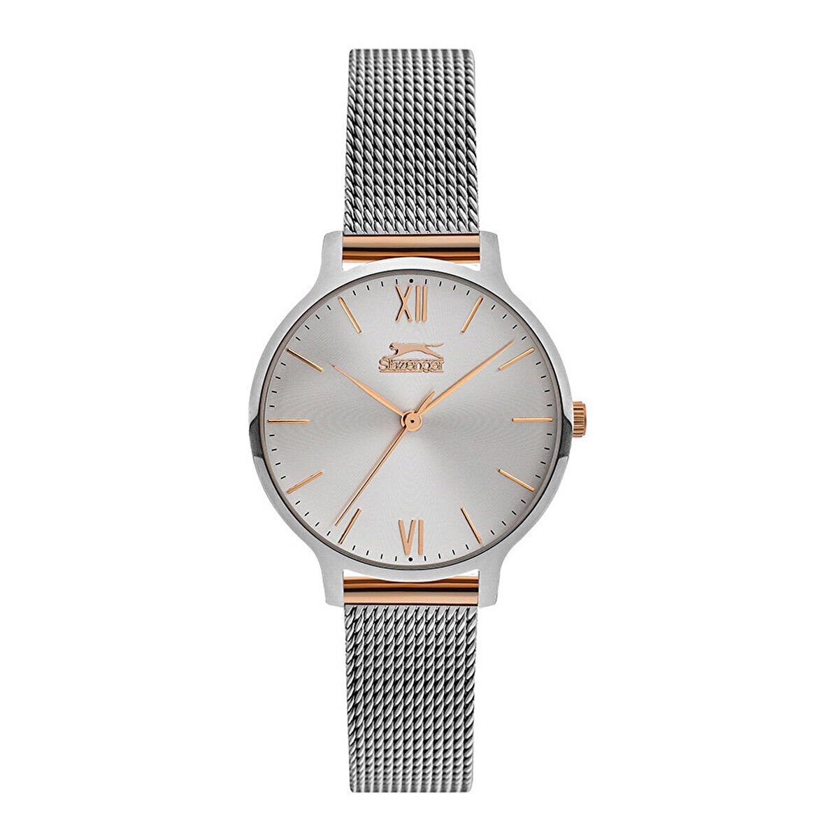 Slazenger SL.09.1823.2.04 Kadın Kol Saati | 34 mm Silver Kasa, Rose Detaylı Minimalist Tasarım, Hasır Kordon
