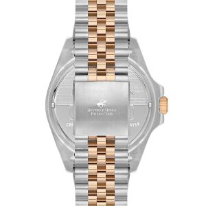 Beverly Hills Polo Club BP3126X.540 Erkek Kol Saati | 44 mm Silver-Rose Gold Kasa, Kahverengi Kadran, Seramik Safir Cam