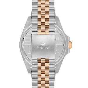 Beverly Hills Polo Club BP3126X.550 Erkek Kol Saati | 44 mm Silver-Rose Gold Kasa, Siyah Kadran, 10 ATM, Seramik Safir Cam