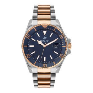 Beverly Hills Polo Club BP3125X.590 Erkek Kol Saati | 44 mm Silver-Rose Gold Kasa, Lacivert Kadran, 10 ATM, Seramik Safir Cam