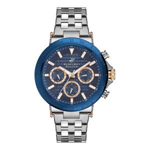 Beverly Hills Polo Club BP3143X.390 Erkek Kol Saati | 44 mm Silver-Mavi Çelik Kasa, Lacivert Kadran