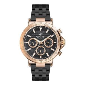 Beverly Hills Polo Club BP3143X.450 Erkek Kol Saati | 44 mm Rose Gold Çelik Kasa, Siyah Kadran, Multifonksiyon Mekanizma