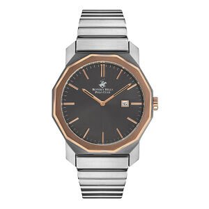 Beverly Hills Polo Club BP3140X.560 Erkek Kol Saati | 42 mm Silver-Rose Gold Çelik Kasa, Siyah Kadran, 10 ATM, Seramik Safir Cam