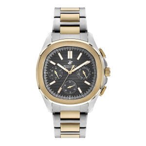 Beverly Hills Polo Club BP3212X.250 Erkek Kol Saati | 42 mm Silver-Gold Çelik, Siyah Kadran, Multifonksiyon Quartz, 10 ATM
