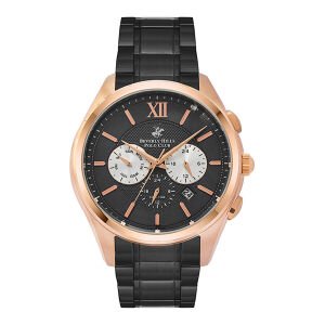 Beverly Hills Polo Club BP3039X.450 Erkek Kol Saati | 45 mm Rose Gold Çelik Kasa, Siyah Kadran