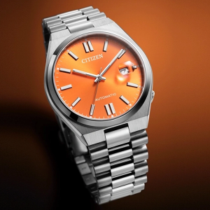 Citizen Tsuyosa NJ0151-88Z Erkek Saat – Otomatik Mekanizma, Turuncu Kadran, Safir Cam