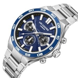 Lee Cooper LC08067.390 Erkek Kol Saati – Mavi Çerçeve, Kronograf Tasarım, Çelik Kasa
