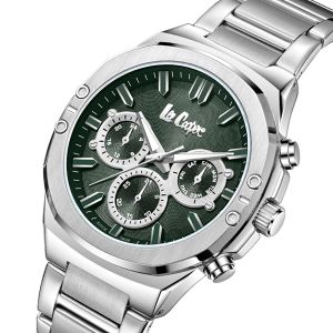 Lee Cooper LC07991.370 Erkek Kol Saati – Gümüş Çelik Kasa, Yeşil Kadran, Multifonksiyon Quartz Mekanizma