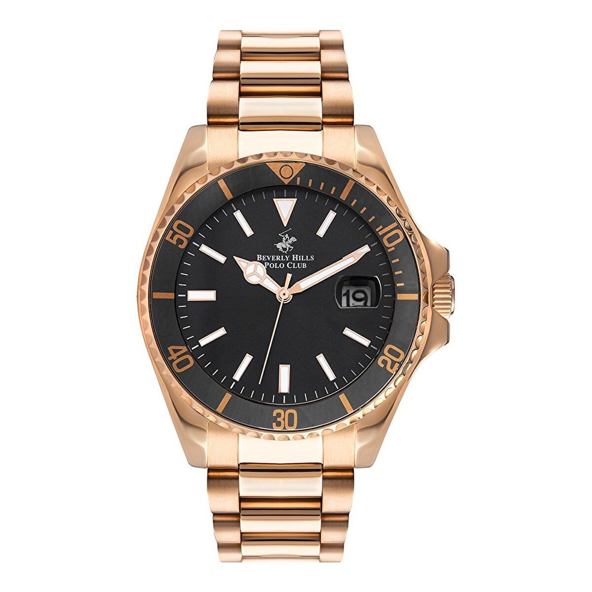 Beverly Hills Polo Club BP3125X.450 Erkek Kol Saati – Rose Gold Çelik Kasa, Takvimli Quartz Mekanizma