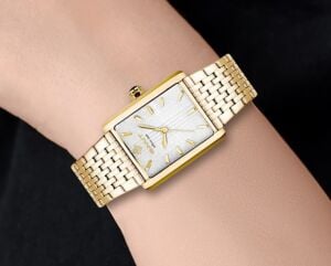 Gant G173002 Kadın Kol Saati – Dikdörtgen Kasa, Altın Renk Çelik Kordon, Şık ve Zarif Tasarım