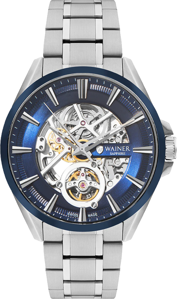 Wainer WA.25511-B Erkek Kol Saati – Otomatik Mekanizma, İskelet Kadran, Çelik Kordon