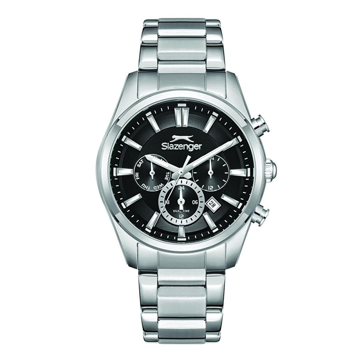 Slazenger SL.09.2498.2.05 Erkek Kol Saati | Siyah Kadranlı, Çelik Kasa ve Dual Time Fonksiyonu