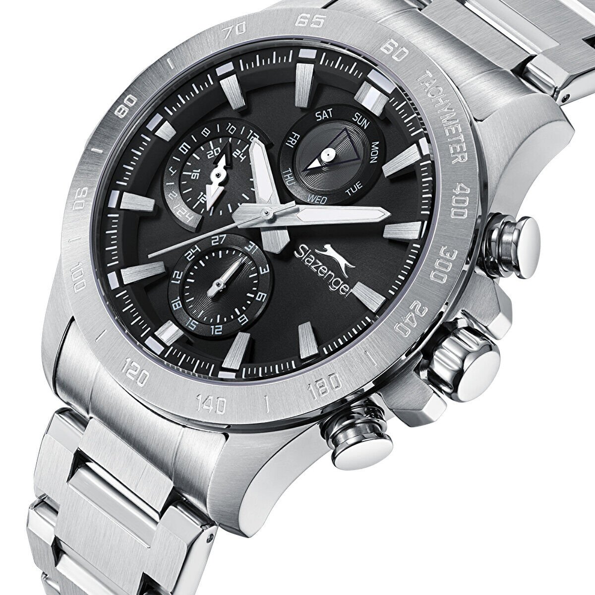 Slazenger SL.09.2482.2.05 Erkek Kol Saati | 44 mm Çelik Güç, Siyah Kadranda Fonksiyonel Şıklık
