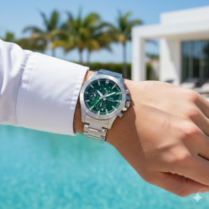 Slazenger SL.09.2482.2.01 Erkek Kol Saati | 44 mm Yeşil Kadranlı Çelik Güç ve 10 ATM Dayanıklılık