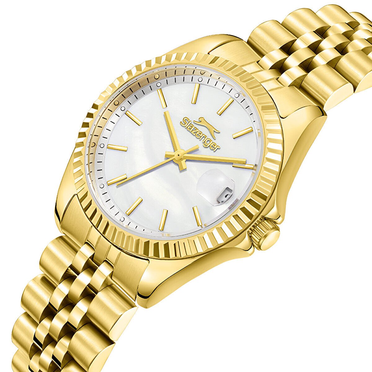 Slazenger SL.09.2472.3.03 Kadın Kol Saati | 32 mm Altın Sarısı Çelik & Takvimli Zarif Tasarım