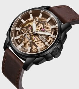 Slazenger SL.09.2435.1.06 Otomatik Erkek Kol Saati | Mekanizma Görünümlü Deri Kordonlu