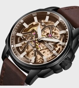 Slazenger SL.09.2435.1.06 Otomatik Erkek Kol Saati | Mekanizma Görünümlü Deri Kordonlu