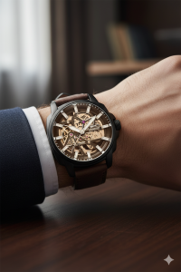 Slazenger SL.09.2435.1.06 Otomatik Erkek Kol Saati | Mekanizma Görünümlü Deri Kordonlu