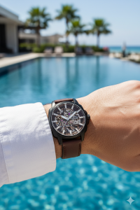 Slazenger SL.09.2435.1.06 Otomatik Erkek Kol Saati | Mekanizma Görünümlü Deri Kordonlu