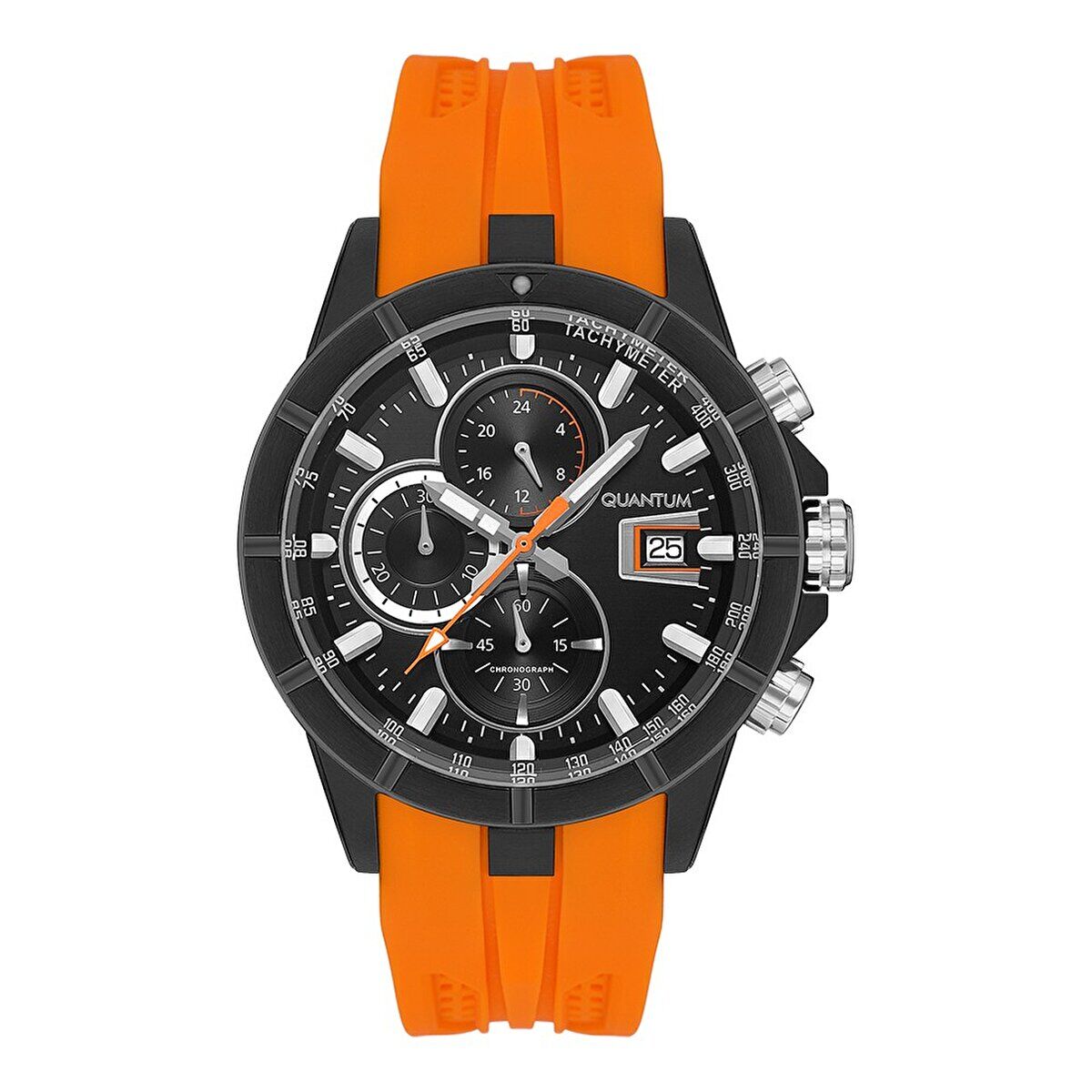 Quantum HNG893.650 Erkek Kol Saati | 47MM, Chronograph, 10 ATM, Turuncu Silikon Kordon