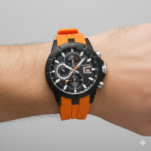 Quantum HNG893.650 Erkek Kol Saati | 47MM, Chronograph, 10 ATM, Turuncu Silikon Kordon