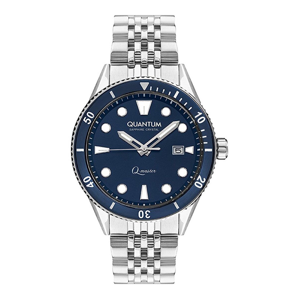 Quantum QMG1024.390 Otomatik Erkek Kol Saati | 46MM, Safir Cam, Gümüş Bilezik, Mavi Kadran