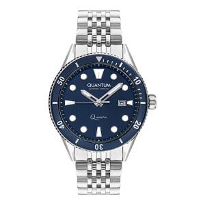 Quantum QMG1024.390 Otomatik Erkek Kol Saati | 46MM, Safir Cam, Gümüş Bilezik, Mavi Kadran