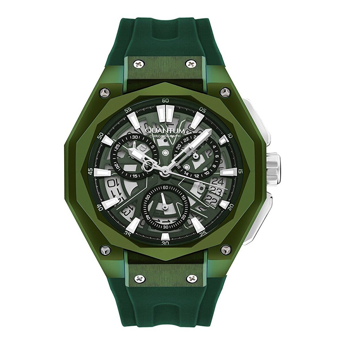 Quantum HNG1097.075 Erkek Kol Saati | 47MM, Chronograph, Koyu Yeşil Spor Tasarım