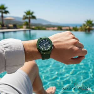 Quantum HNG1097.075 Erkek Kol Saati | 47MM, Chronograph, Koyu Yeşil Spor Tasarım