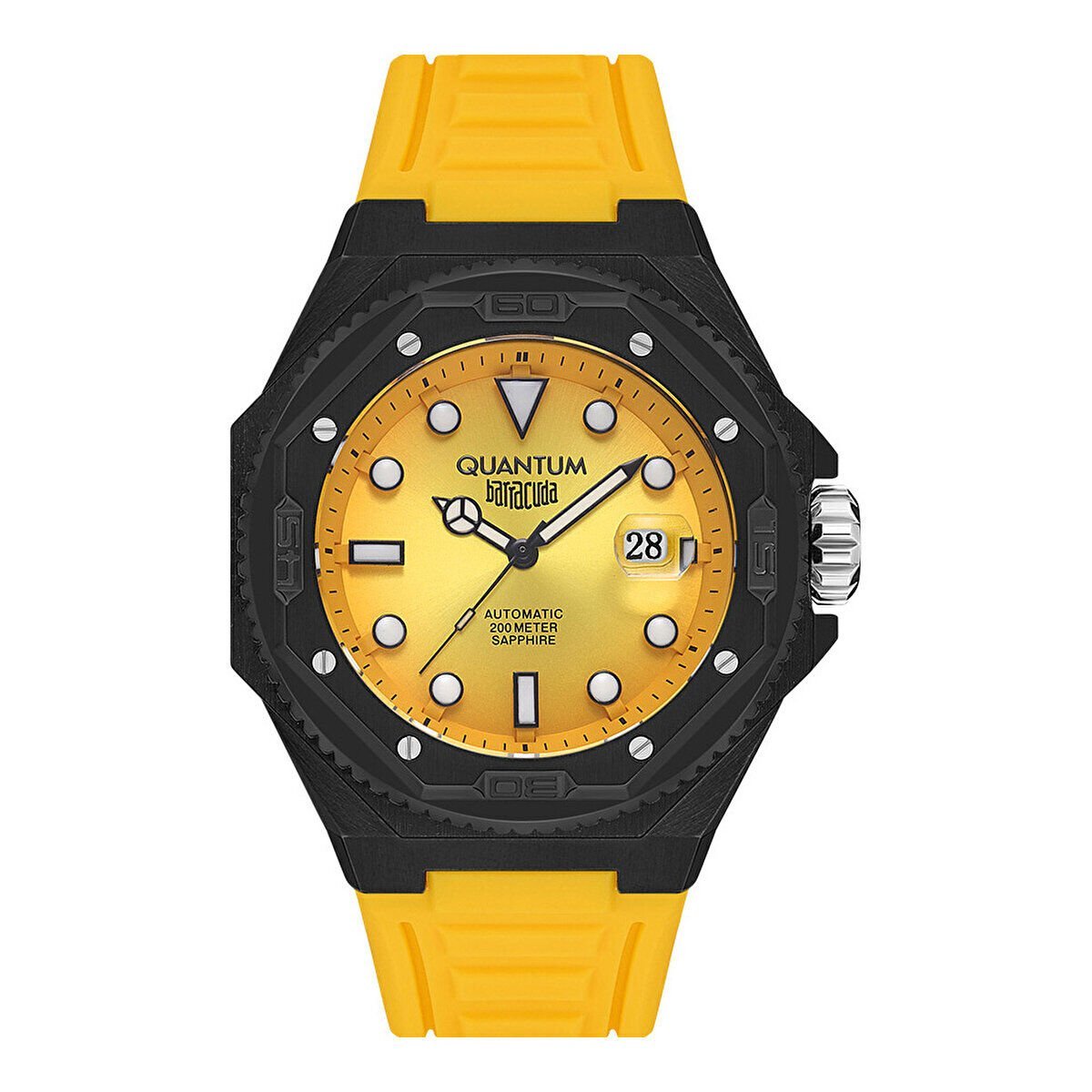 Quantum BAR1091.614 Erkek Kol Saati | 47MM Otomatik, 20 ATM, Sarı Silikon Kordon
