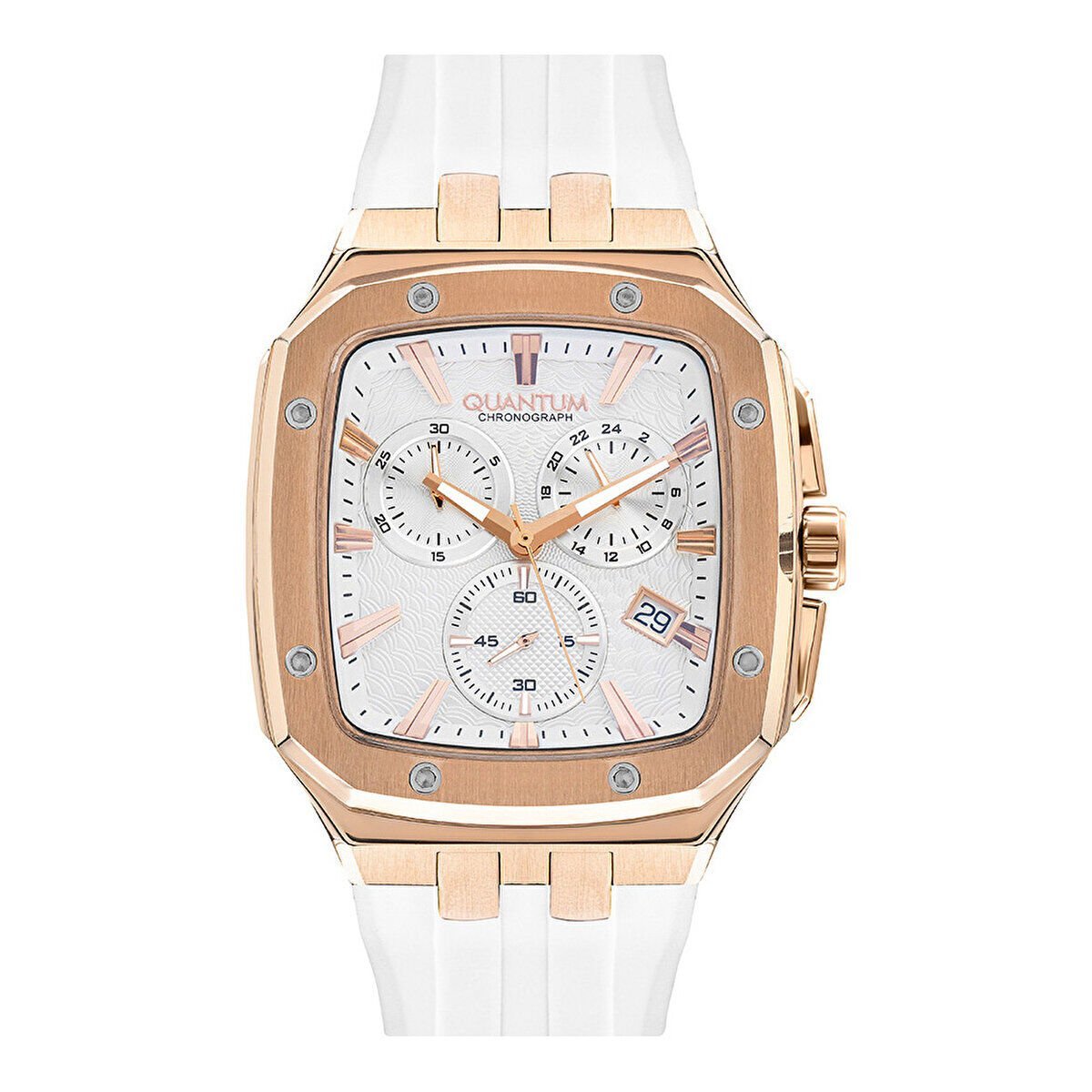 Quantum HNG1033.530 Erkek Kol Saati | Rose Gold Kronograf, Beyaz Kordonlu Özel Tasarım