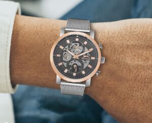 Slazenger SL.09.1797.2.01 Erkek Kol Saati | Rose Gold & Silver, Mesh Kordon