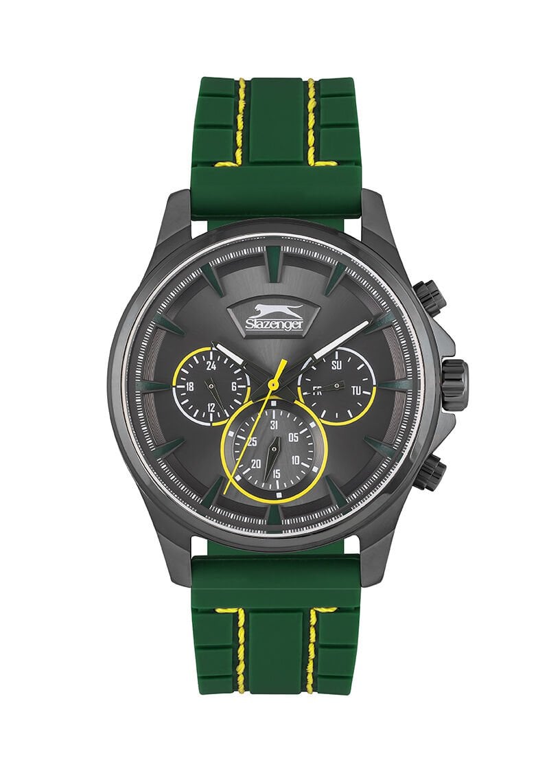 Slazenger SL.09.6193.2.03 Erkek Kol Saati | Yeşil Silikon Kordon, 44 mm, 5 ATM