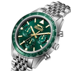 Slazenger SL.09.2417.2.04 Erkek Kol Saati | 44 mm, Yeşil Kadran, Çelik Kasa, Sportif & Klasik